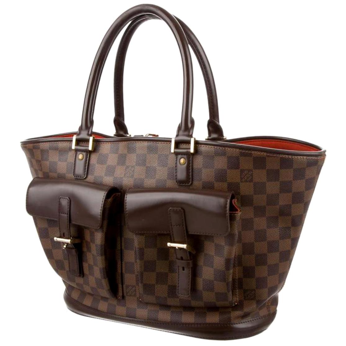 Louis Vuitton Manosque Damier Ebene Gm 223979 Brown Coated Canvas Tote For Sale