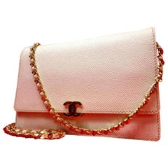 Vintage Chanel Wallet on Chain Caviar 224317 White Leather Shoulder Bag