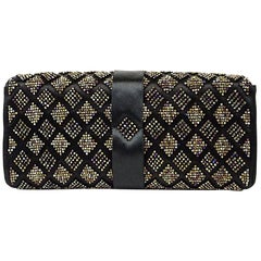 Vintage Chanel Black Clutch Quilted Ribbon Flap 220165 Wallet