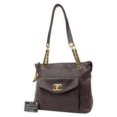 Chanel Caviar Envelope Tote 224318 Brown Leather Shoulder Bag