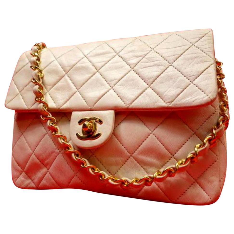 Chanel Classic Flap Small Square 224316 White Leather Shoulder Bag For Sale