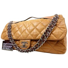 Chanel Classic Flap Xl Special 223640 Light Brown Leather Shoulder Bag