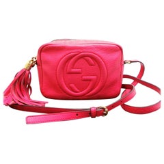 Vintage Gucci Soho Fuchsia Fringe Tassel Disco 230924 Pink Leather Cross Body Bag