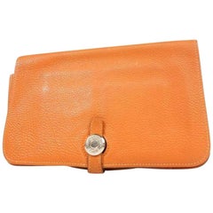 Vintage Hermès Dogon Wallet 232768 Orange Leather Clutch