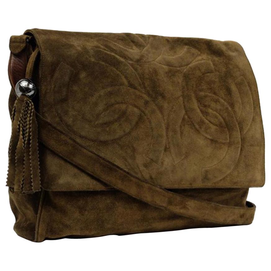 Chanel Messenger Jumbo Tassel 220201 Brown Suede Leather Messenger Bag For Sale