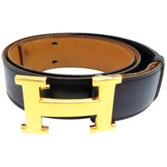 Hermès Navy Blue 32mm Reversible H Logo Kit 230940 Belt