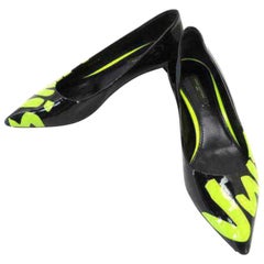 Louis Vuitton Black Stephen Sprouse Neon Green Heels 230395 Flats