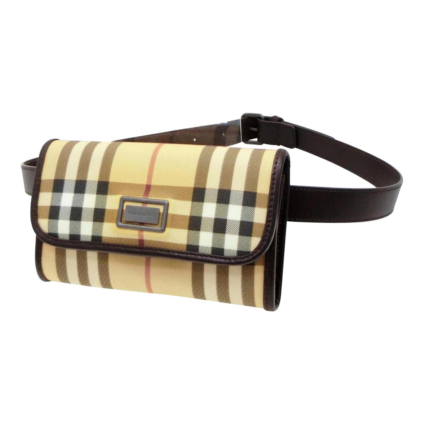 Burberry Nova Check Belt Fanny Pack Waist Pouch 232789 Beige Cross Body Bag