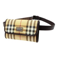 Vintage Burberry Nova Check Belt Fanny Pack Waist Pouch 232789 Beige Cross Body Bag