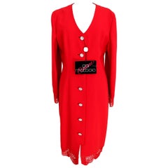 1990s Gai Mattiolo Couture Red Floral Vintage Oversize Long Dress