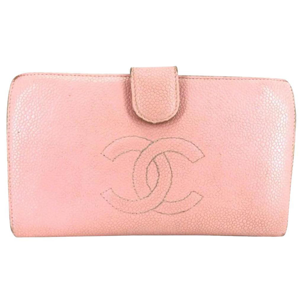 Chanel Pink Caviar Cc Logo 216048 Wallet For Sale