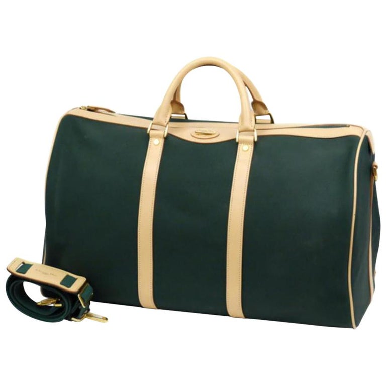 Dior Boston Duffle with Strap 232899 Green Coated Canvas Weekend/Travel Bag For Sale at 1stdibs
