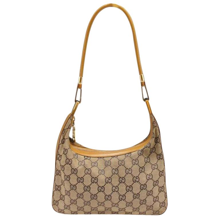 Gucci Signature Monogram Gg Zip Hobo 229280 Brown Canvas Shoulder Bag For Sale