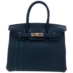 Hermes Birkin 30cm Officier Bleu Nuit/Vert Cypress