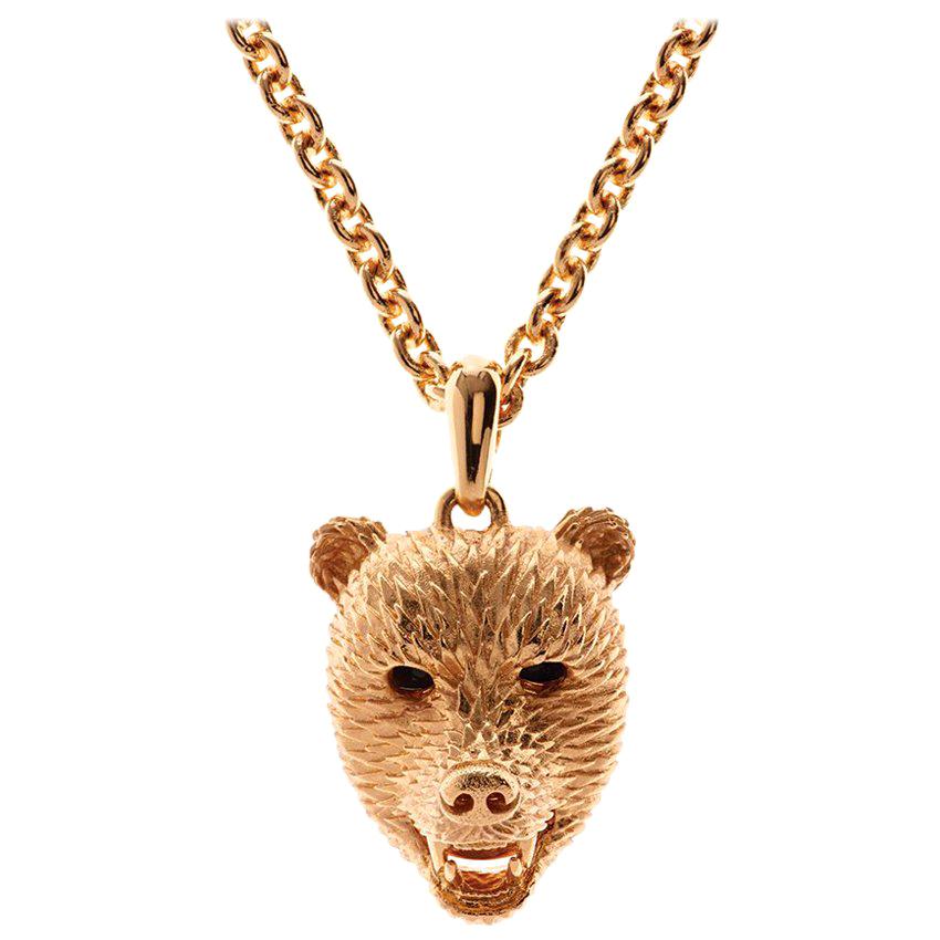 Simon Harrison Dionysus Gold Stainless Steel Bear Pendant For Sale