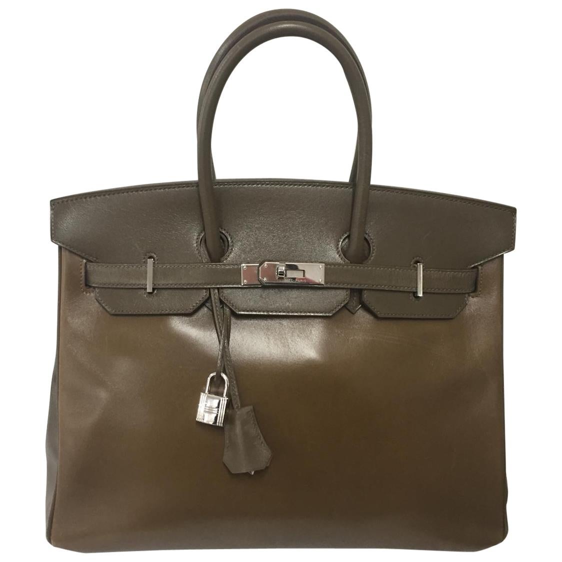 Hermès Olive double color 35 cm Birkin Bag For Sale