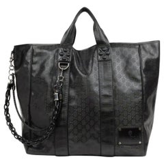 Gucci Extra Large Imprime Chain 226159 Black Coated Canvas Tote