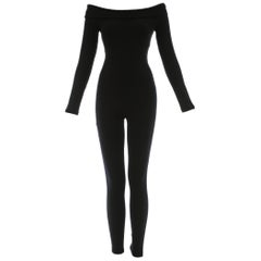 Katharine Hamnett black cotton jersey off the shoulder jumpsuit, A/W 1990