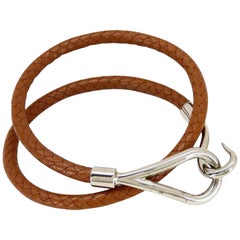 Vintage Hermès Brown X Silver Double Wrap Jumbo Hook 226026 Bracelet