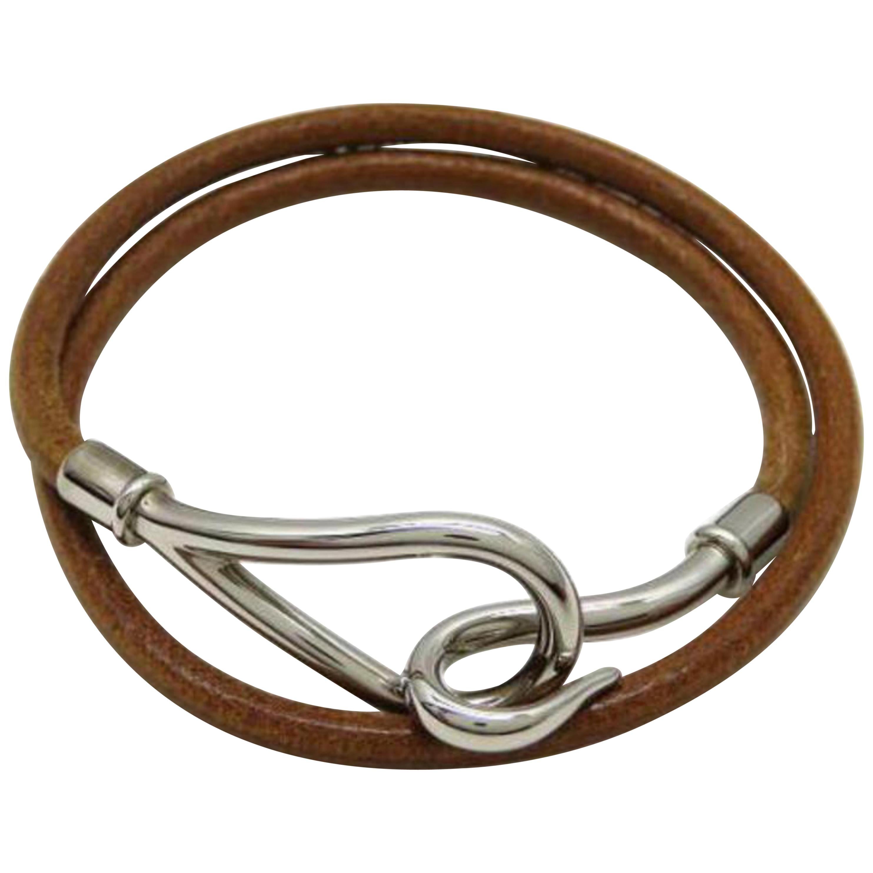Hermès Brown X Silver Jumbo Hook 225790 Bracelet