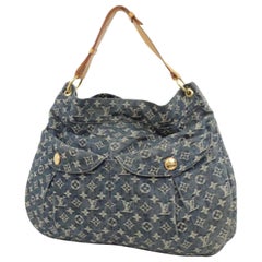 Vintage Louis Vuitton Monogram Denim Gm Hobo 225679 Blue Coated Canvas Shoulder Bag