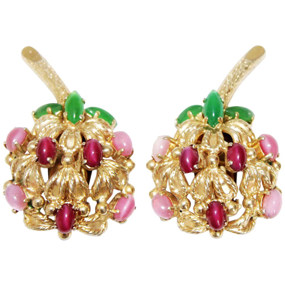 Christian Dior Exceptional fruit earrings 1969 For Sale
