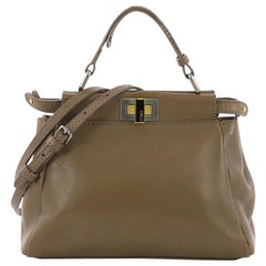 Fendi Peekaboo Handbag Leather with Beaded Interior Mini
