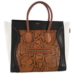 Celine Tricolor Luggage Handbag Python and Leather Medium