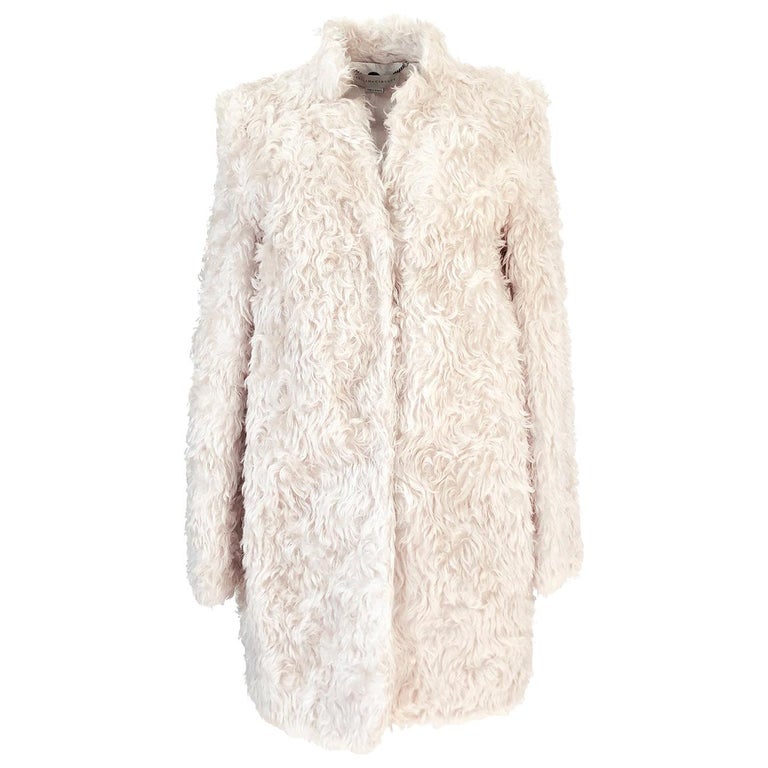 Fall 2013 Stella McCartney 'Bryce' Ivory Mohair Faux Fur Jacket Coat