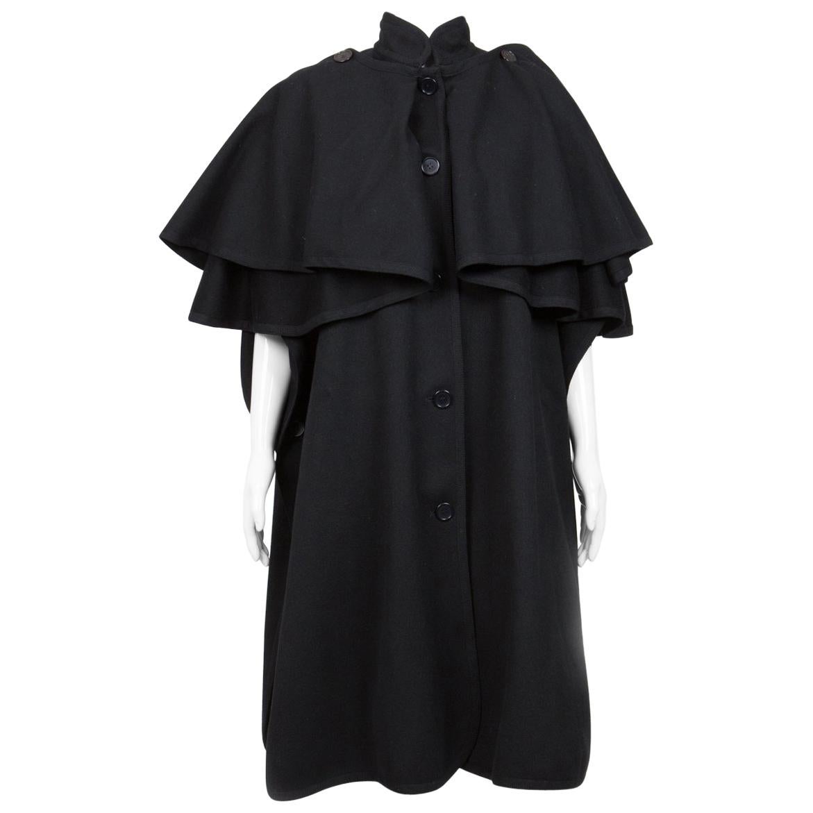 Yves Saint Laurent Black Wool Cape Coat 