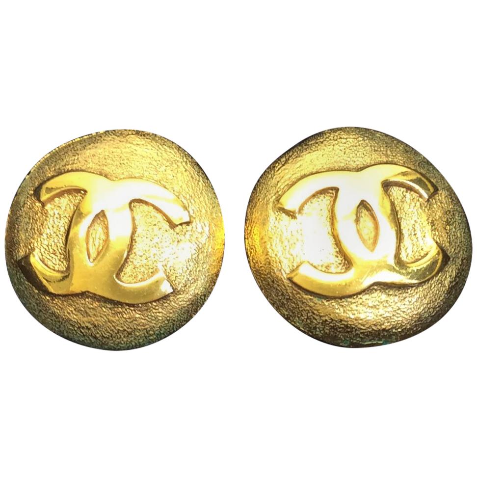 Chanel Gold Tone Clip On Earrings For Sale