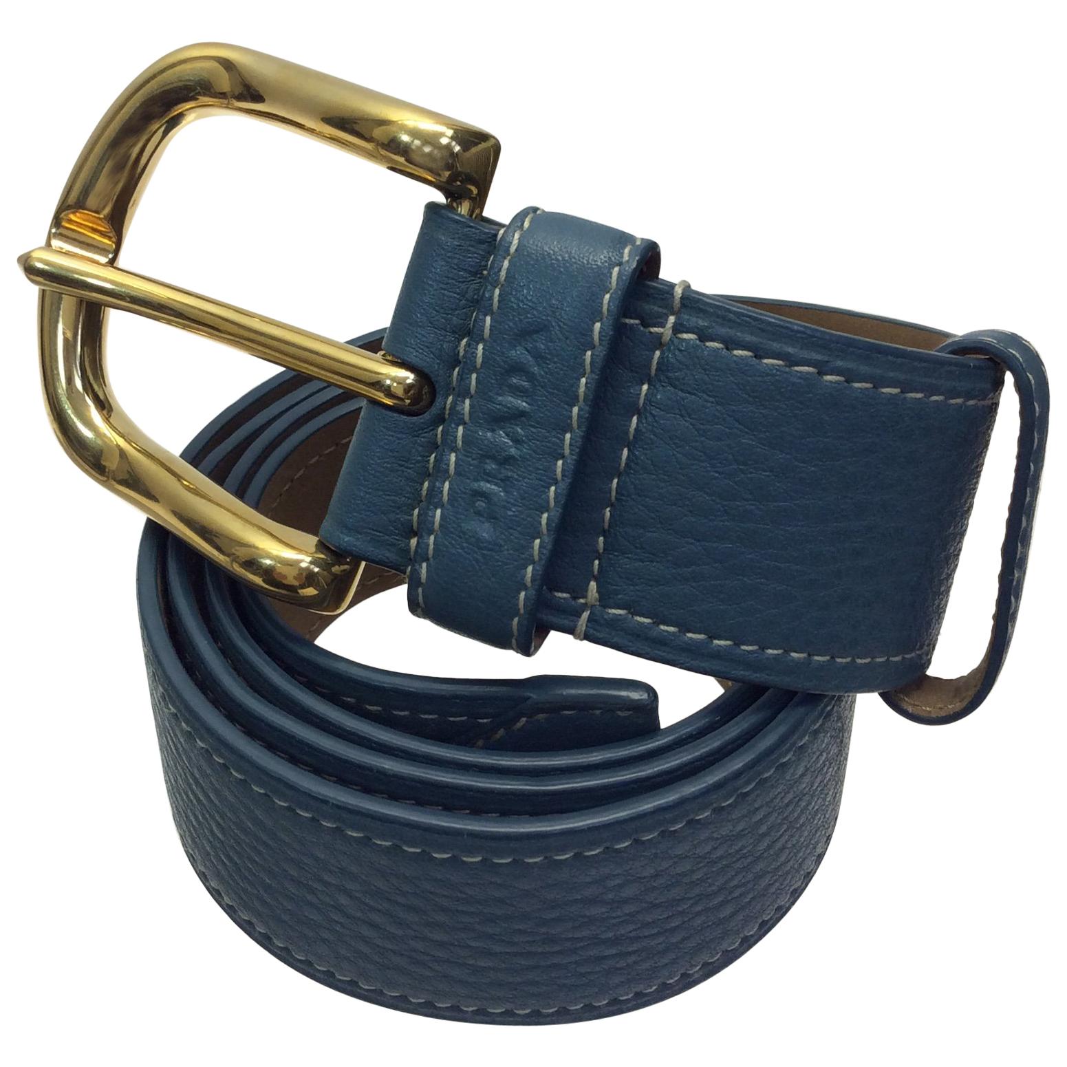 Prada Blue Leather Belt For Sale