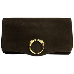 Gucci Brown Suede Clutch Bag