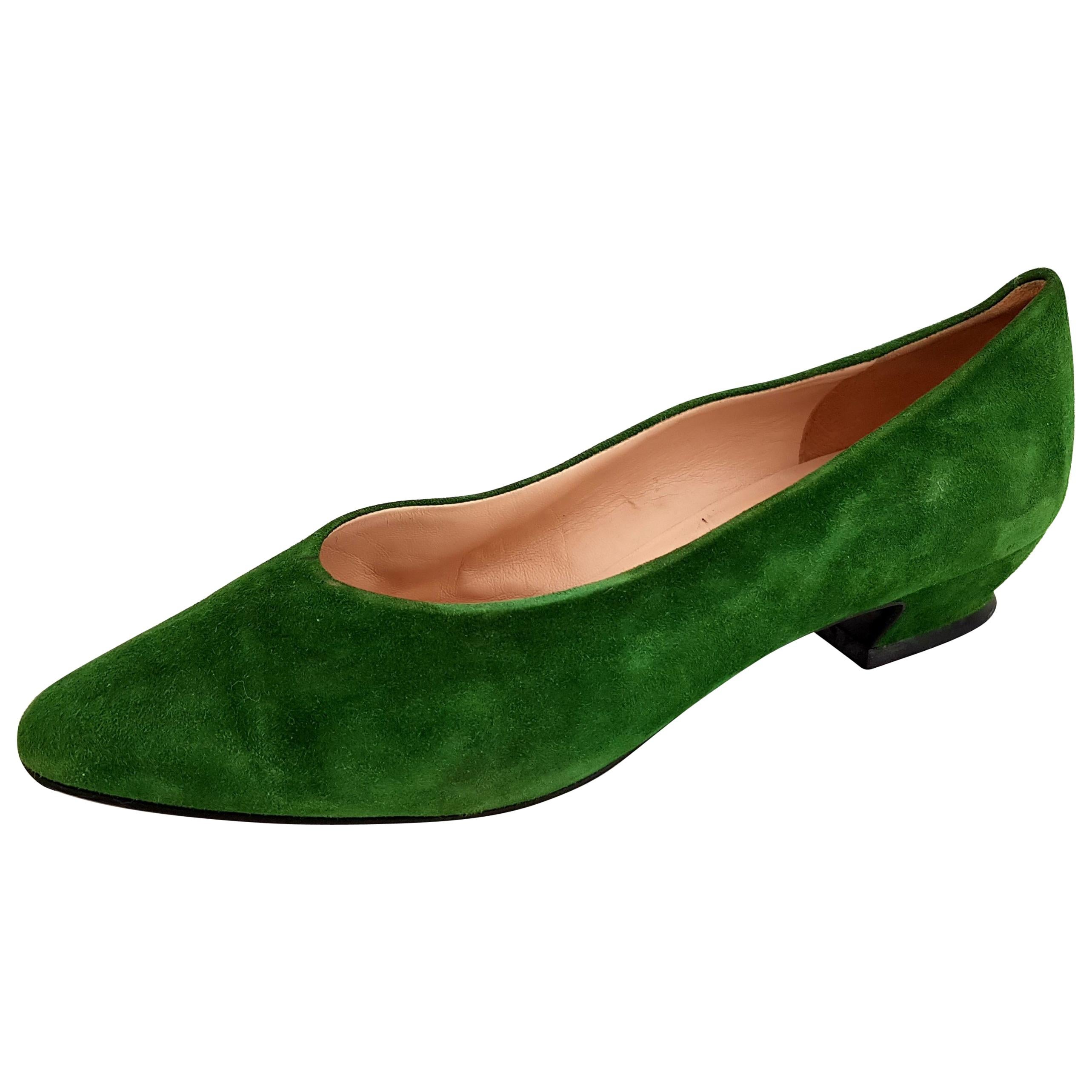 Jil Sander's Green Suede Ballerines - Size 39.5 (EU) 