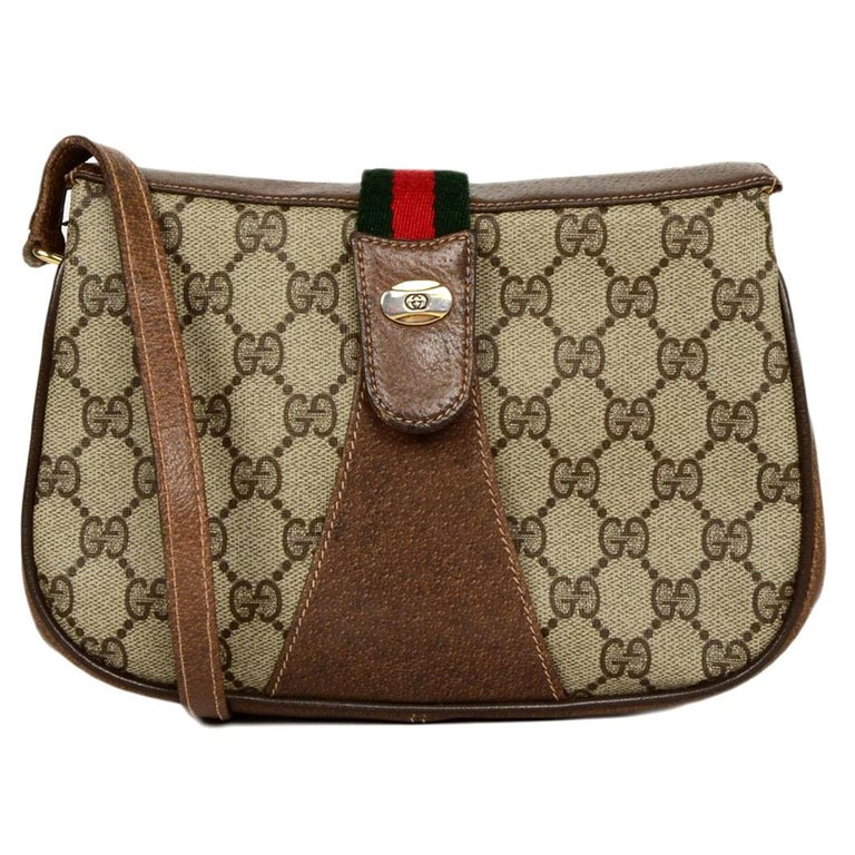 Gucci Vintage GG Monogram Canvas Supreme Crossbody Bag W/  For Sale