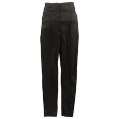 HAIDER ACKERMANN Size 2 Black Linen Blend Textured High Rise Skinny Pants
