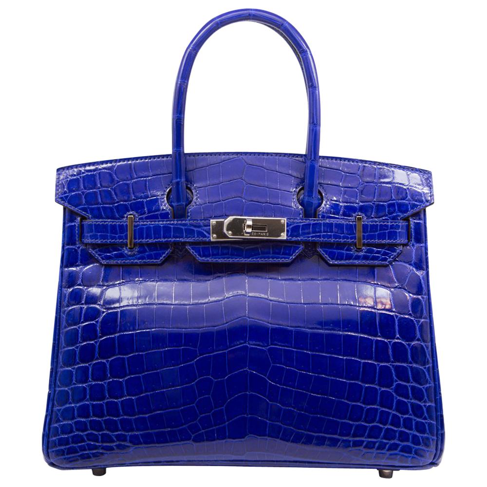 Hermès Electric Blue Niloticus Crocodile 30cm Birkin Bag