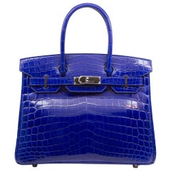 Hermès Electric Blue Niloticus Krokodil 30cm Birkin Tasche