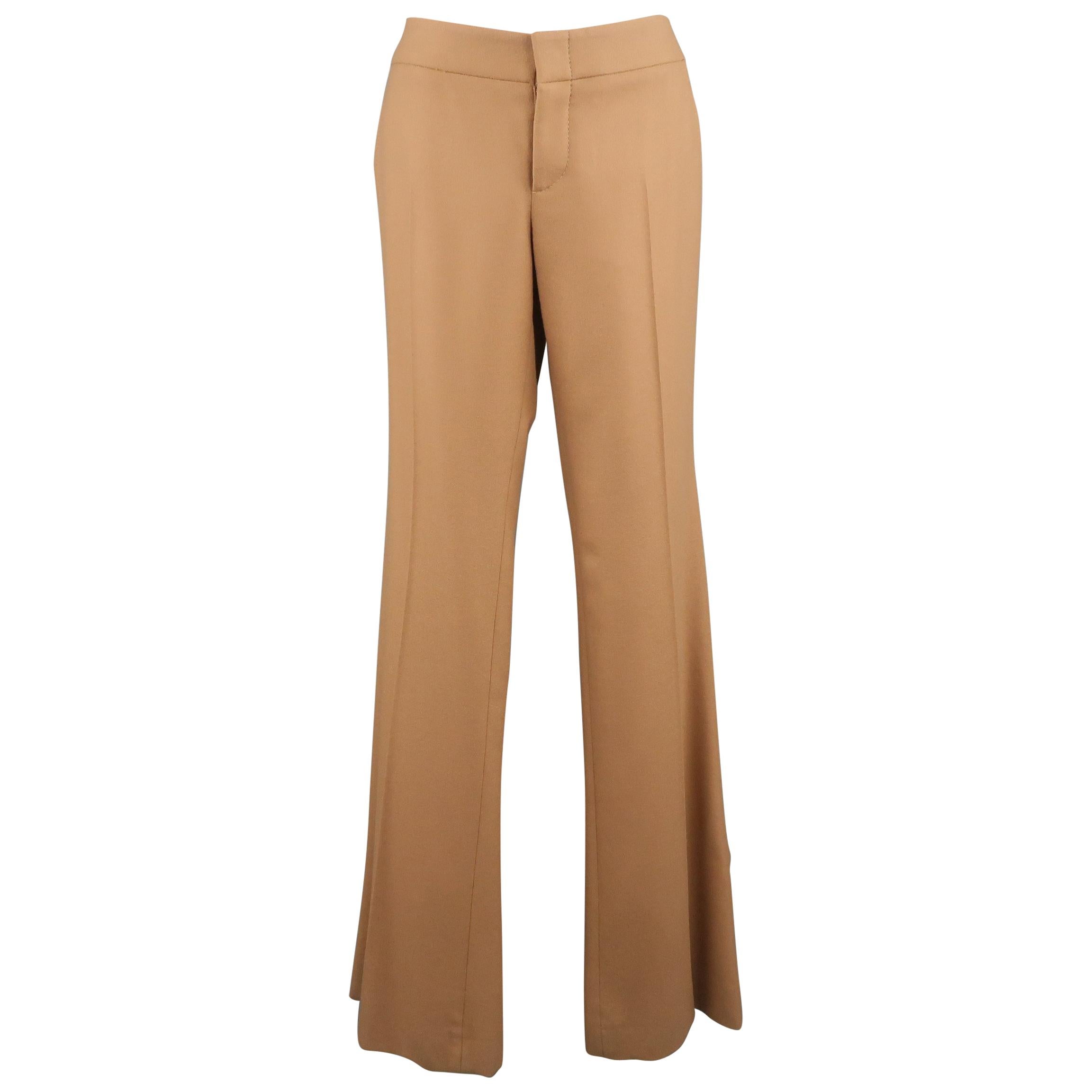 GUCCI Size 6 Camel Wool / Cashmere Flared Dress Pants