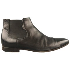 GUCCI Size 8 Black Solid Leather Pull On Boots