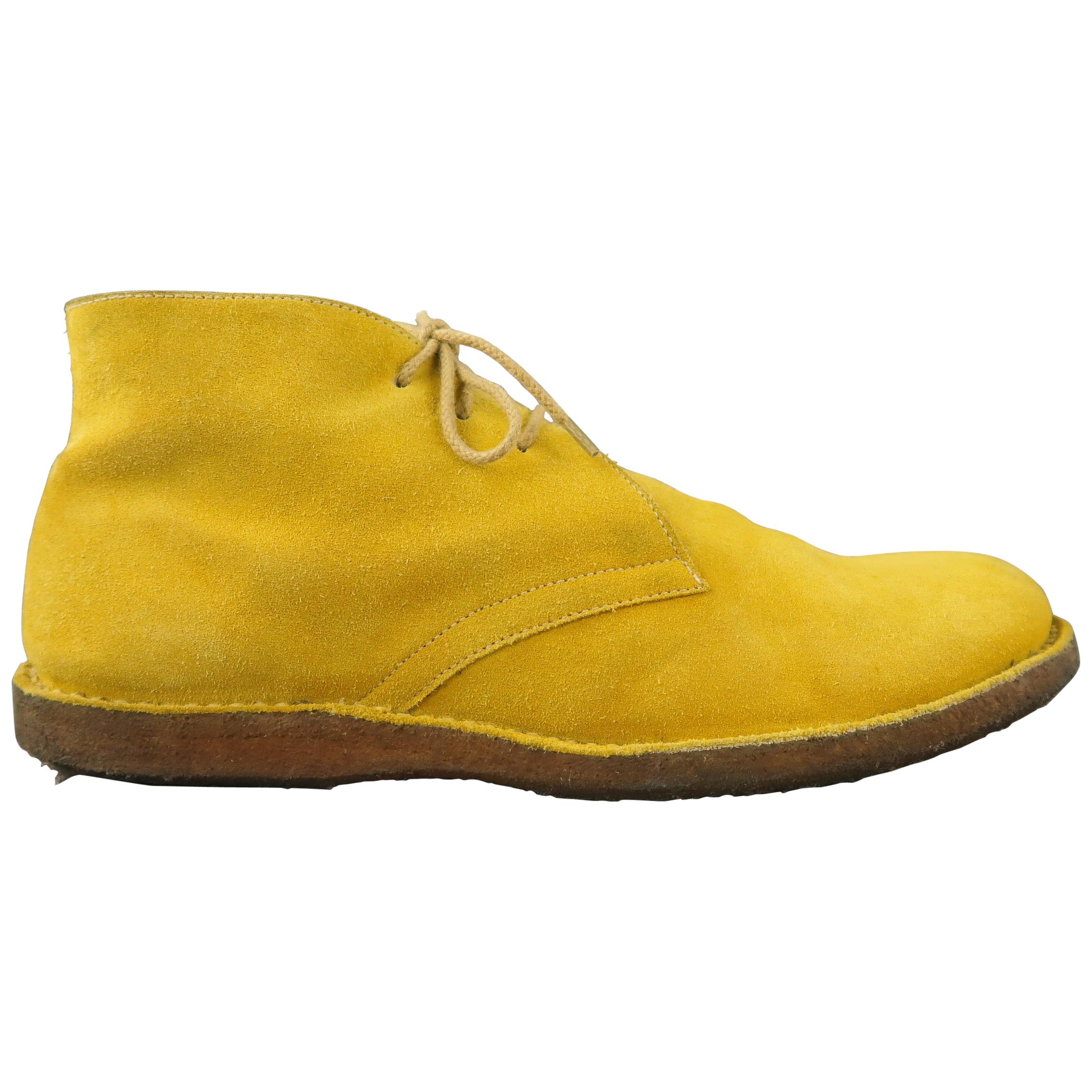 JIL SANDER Size 9 Yellow Solid Suede Lace Up Boots