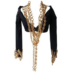 Dolce & Gabbana 1991 Runway Bondage Gold Rolo Chains Bolero Jacket    New!