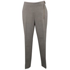 BRUNELLO CUCINELLI Size 4 Grey Virgin Wool / Elastane Side Zip Dress Pants