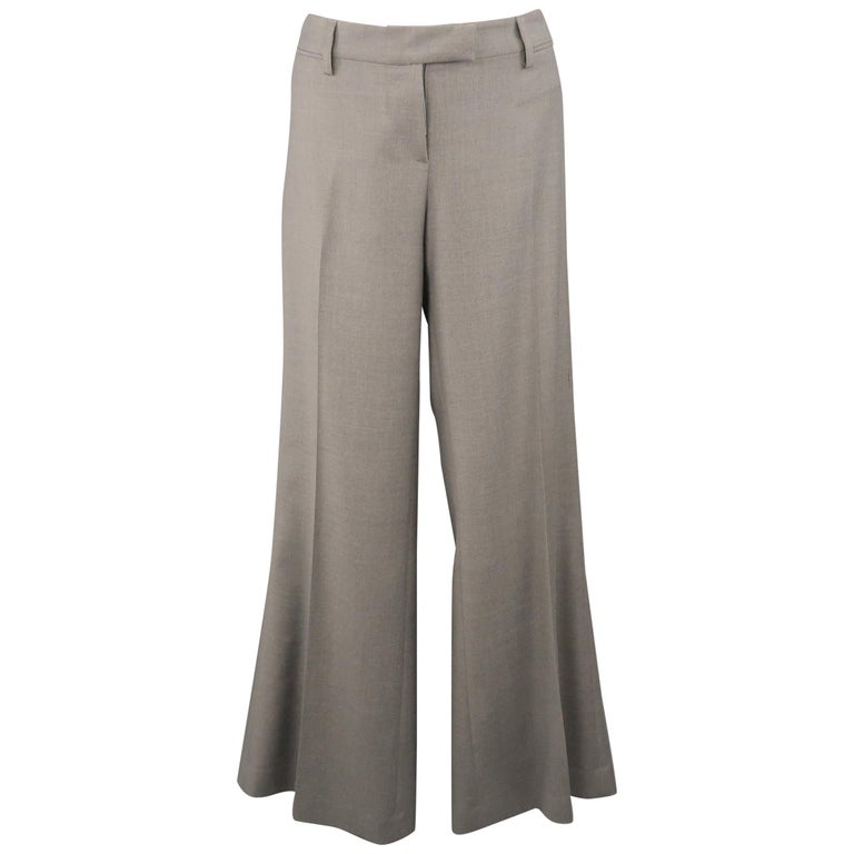 EMILIO PUCCI Size 10 Gray Virgin Wool Wide Leg Dress Pants at 1stDibs