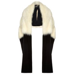 Vintage Sensational Albert Hart 1930s White Fox Fur Stole with Velvet and Silk Wrap