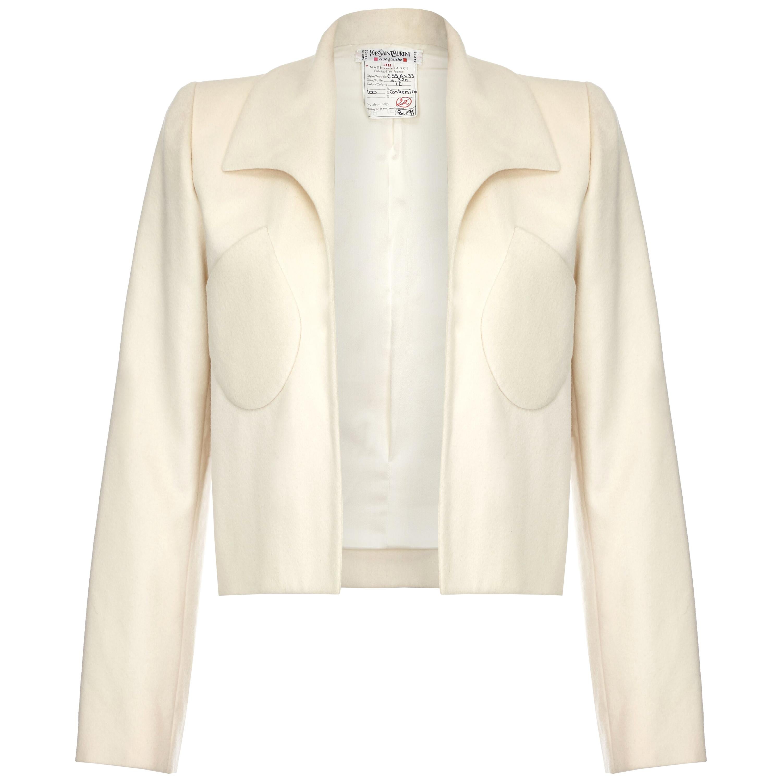 Tom Ford For Yves Saint Laurent Ivory Cashmere Structured Jacket Circa 1999