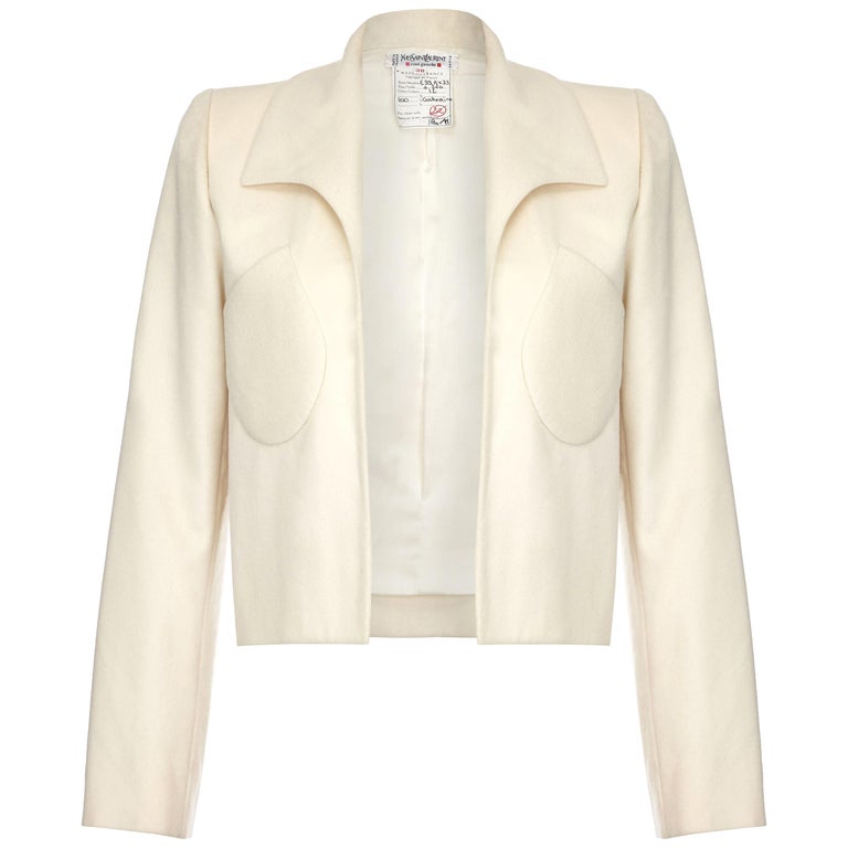 Tom Ford For Yves Saint Laurent Ivory Cashmere Structured Jacket Circa ...