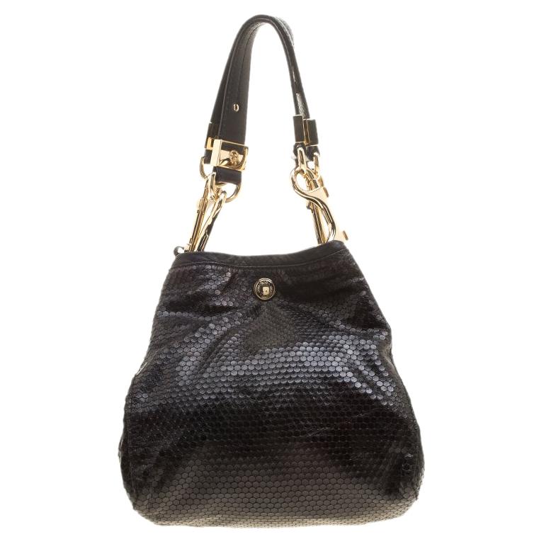 Jimmy Choo Metallic Black Leather Lohla Jayne Tote