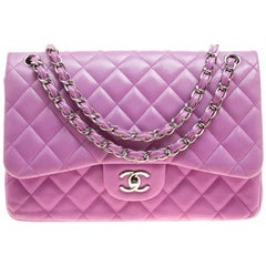 Chanel Lilac Quilted Leather Jumbo Classic Double Flap Bag