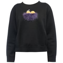 Fendi Black Yellow Purple Knit Monster Bag Bug Fur Eyes Sweatshirt - 4